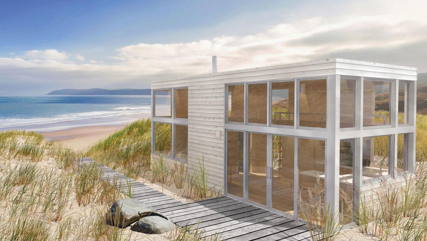 The SALTI 1 bedroom model sitting on the beach.