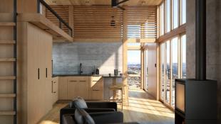 The interior kitchen of the SKALI two bedroom.